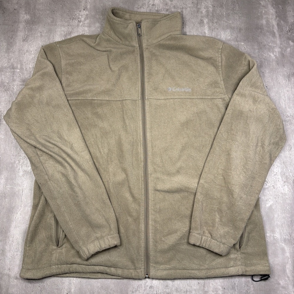 Columbia Benton Springs Full Zip Fleece Jacket Beige Tan Men's XXL Cozy Hiking